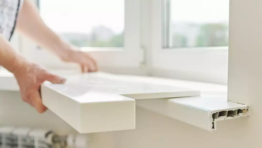 Window Sill/Pan Being Installed